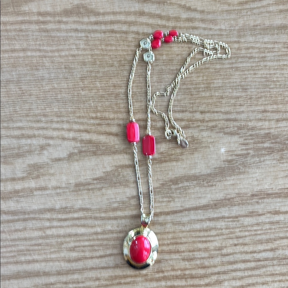 Elegant Red and Gold Necklace
